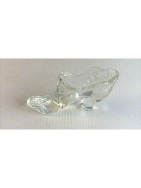 Vintage Mosser Clear Glass Slipper or Shoe with Scroll Pattern Detail